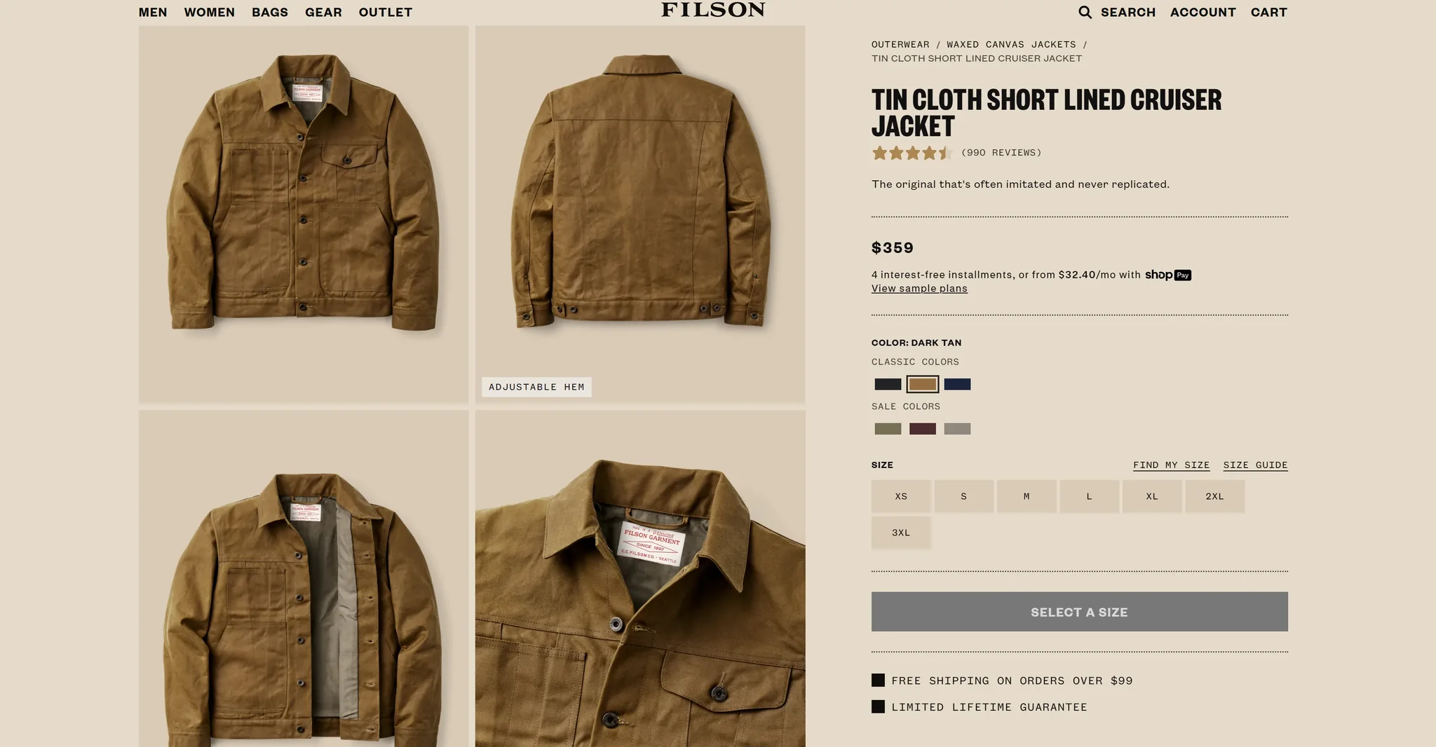 Outdoor fashion product detail page preview