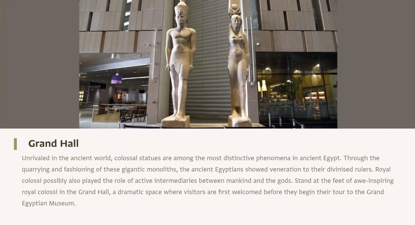 Grand Egyptian Museum Grand Hall content preview